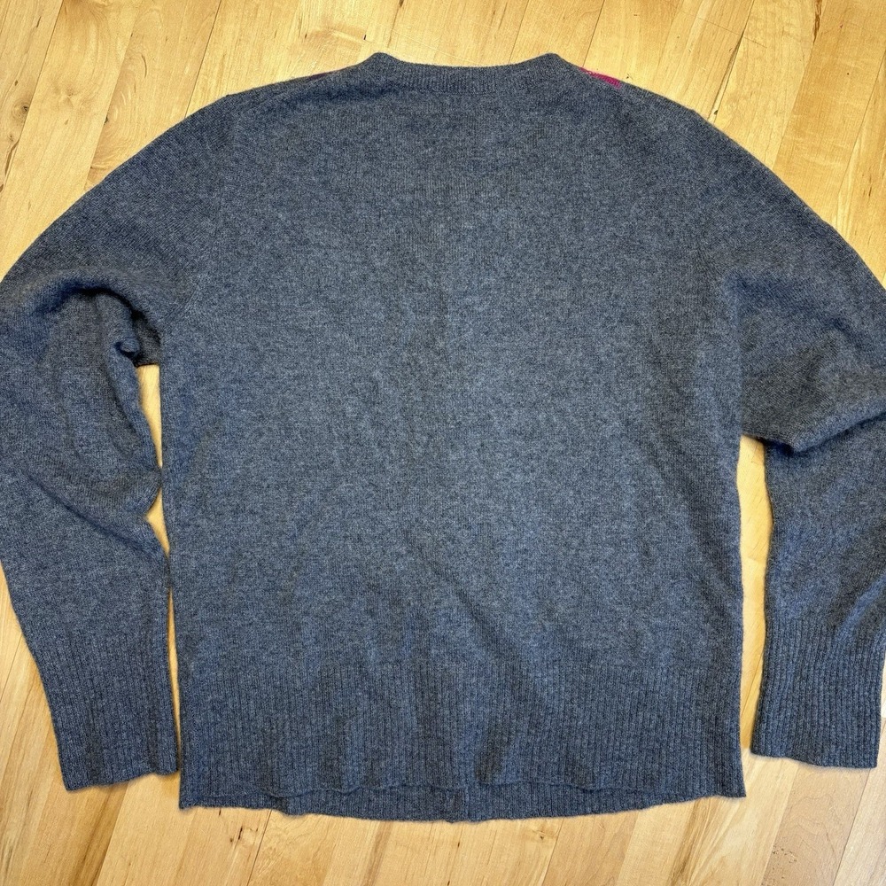 Apt 9 Cardigan Argyle Sweater Cashmere‎ Medium Grey Purple Preppy Pink Academia - Picture 7 of 9
